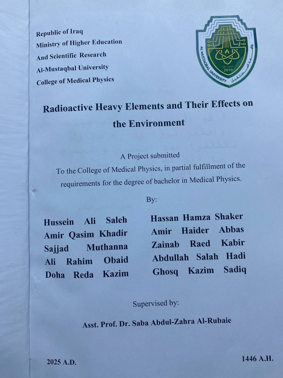 Radioactive Heavy Elements And Their Eff