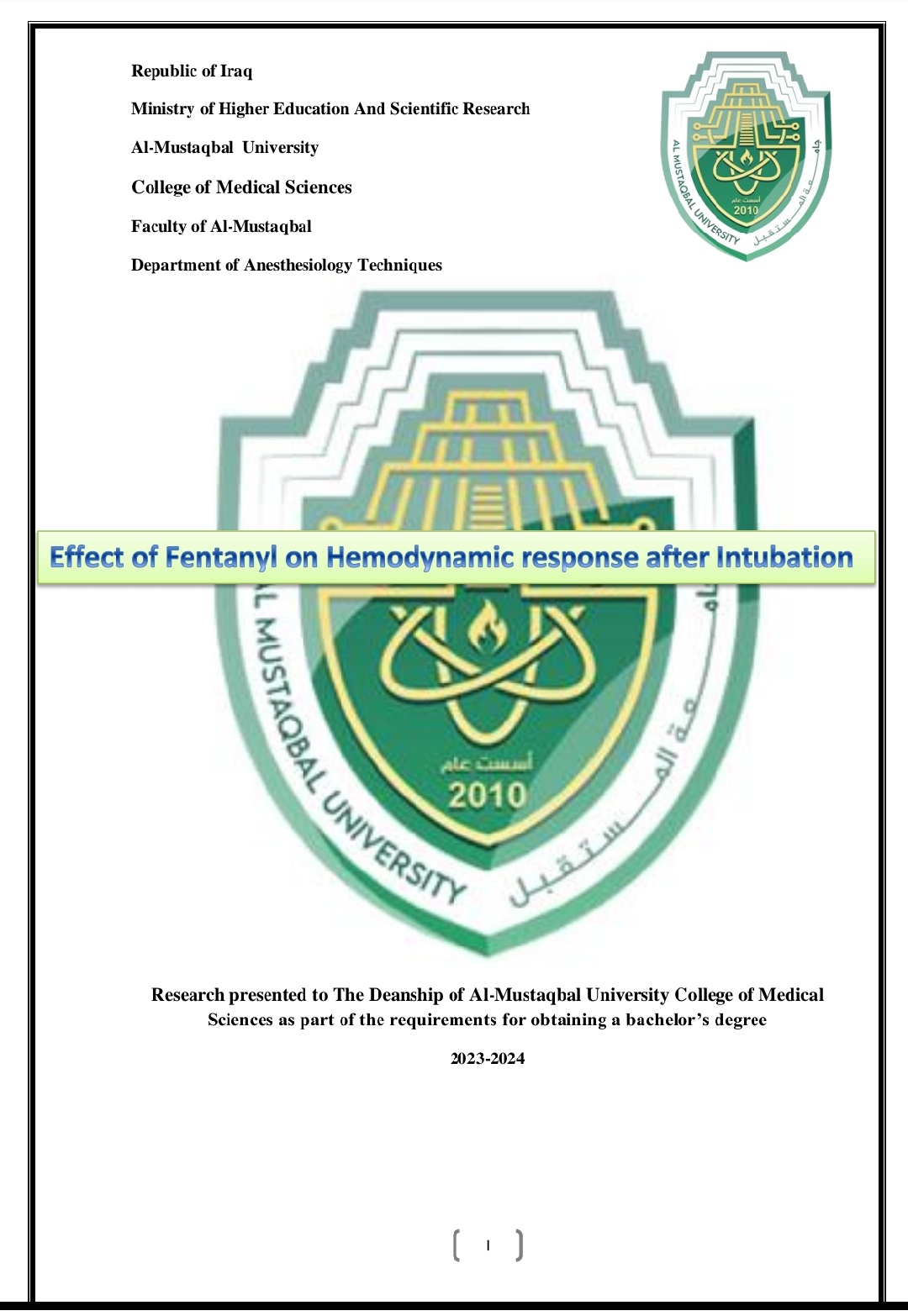 Effect of Fentanyl on Hemodynamic Respon