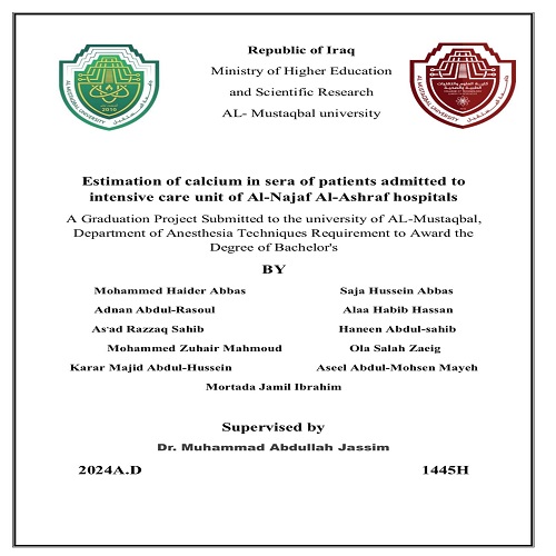Estimation of calcium in sera of patient
